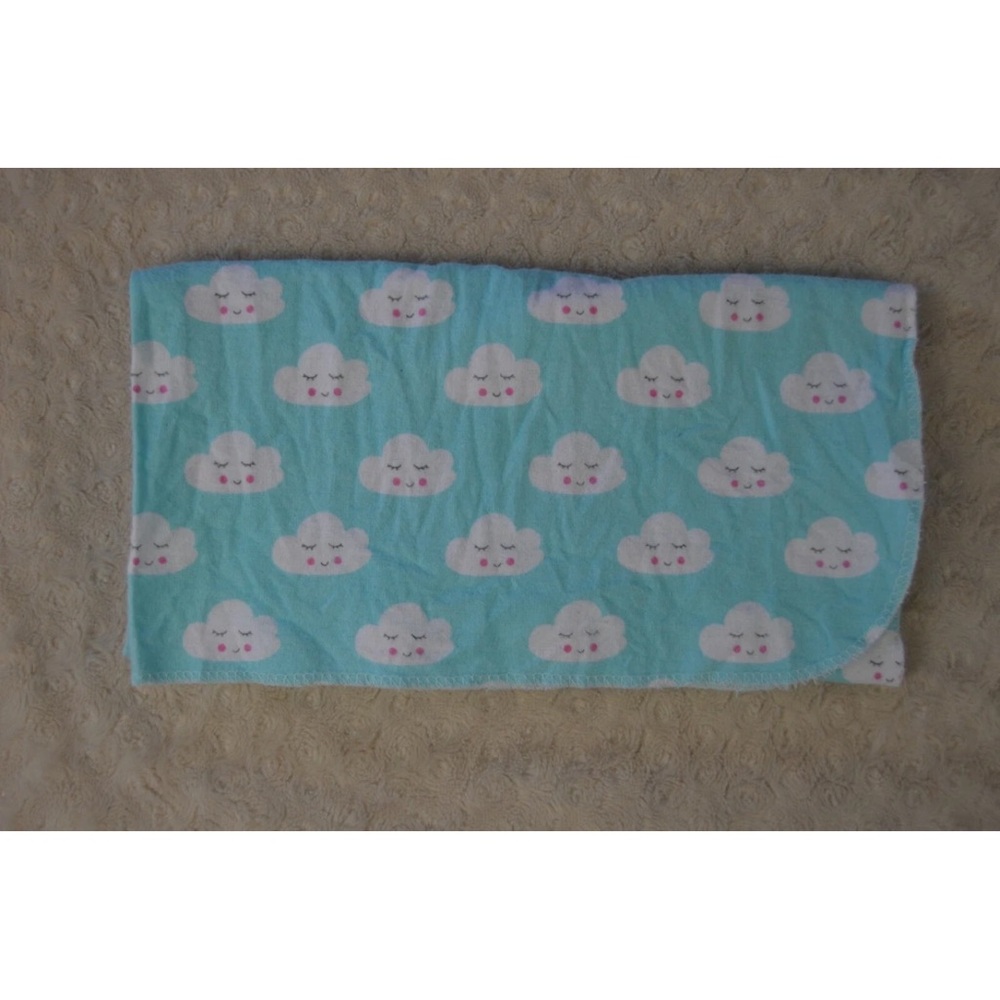 Luvable Friends Sleepy Cloud Baby Blanket Flannel Receiving Blue White Pink